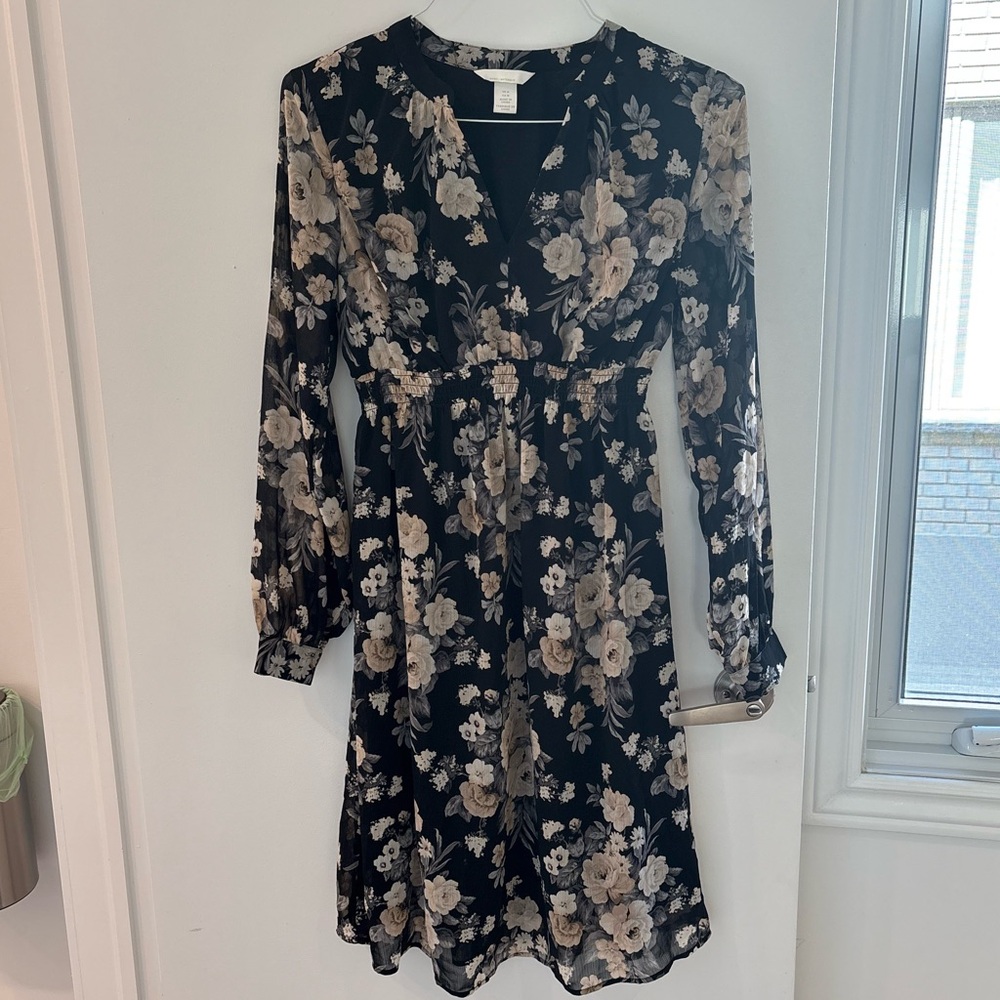 Floral Black Maternity Dress